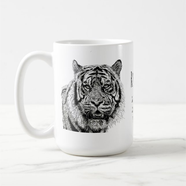 Mug Tigre personnalisé Monogramme noir et blanc Citati (Gauche)