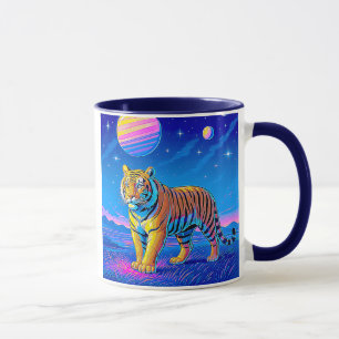 Mug Tigre puissant dans un paysage cosmique. 