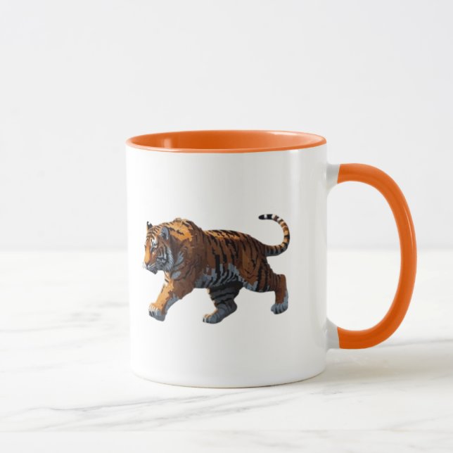 Mug Tigre puissant en mouvements, pixel art.  (Droite)