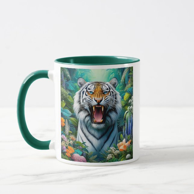 Mug Tigre rugissant au milieu de la jungle. (Gauche)