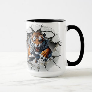 Mug Tigre sortant d'un mur fissuré