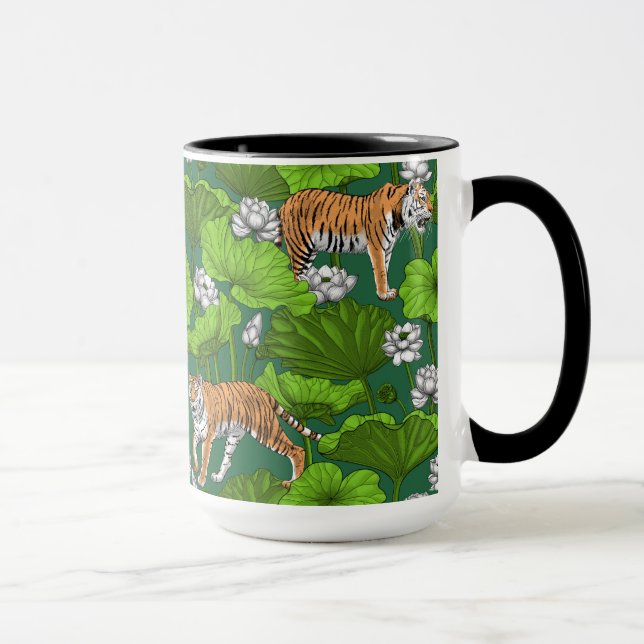 Mug Tigres dans l'étang blanc de lotus (Droite)