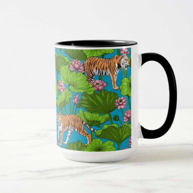 Mug Tigres dans l'étang rose lotus (Droite)