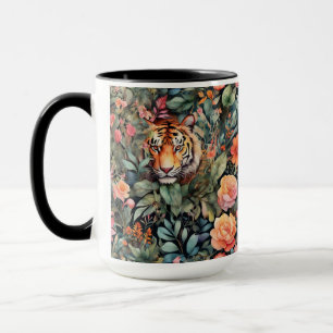 Mug Tigres, fleurs et feuillage