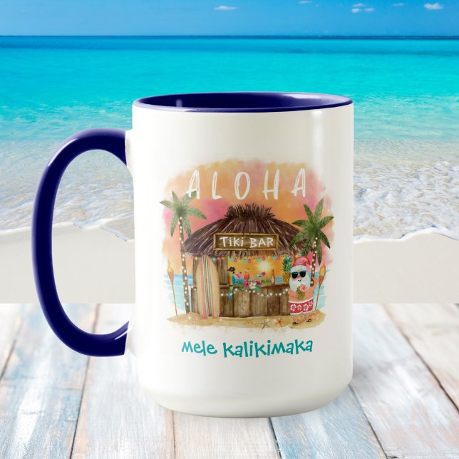 Mug Tiki Beach Père Noël Mele Kalikimaka Noël (Créateur téléchargé)