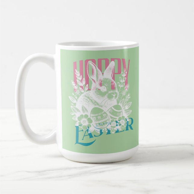 Mug Timbre de lapin de Pâques sauteur rose (Gauche)