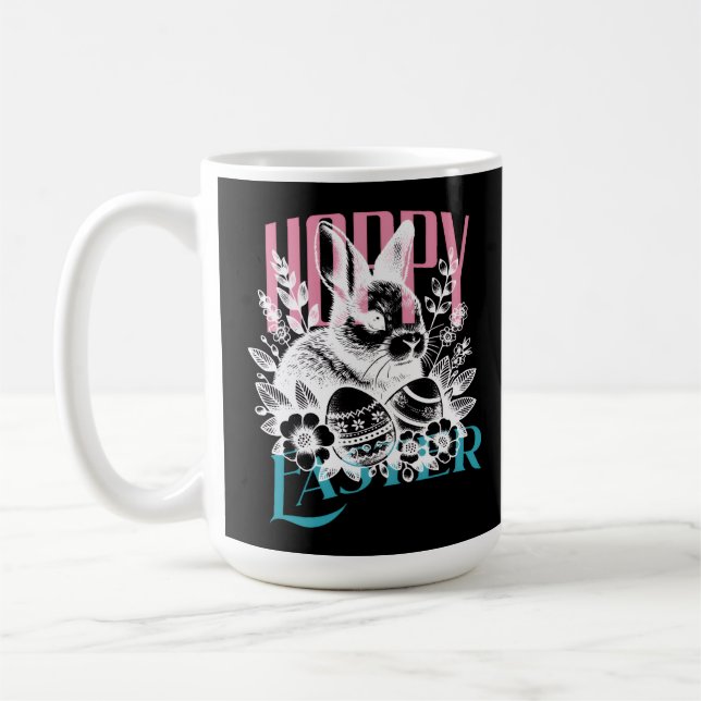 Mug Timbre de lapin de Pâques sautillant rose (Gauche)