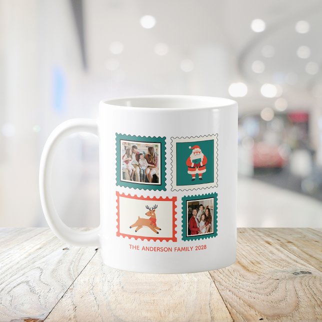 Mug Timbre de Noël Festif 2 Collage de Photos Noël (Créateur téléchargé)