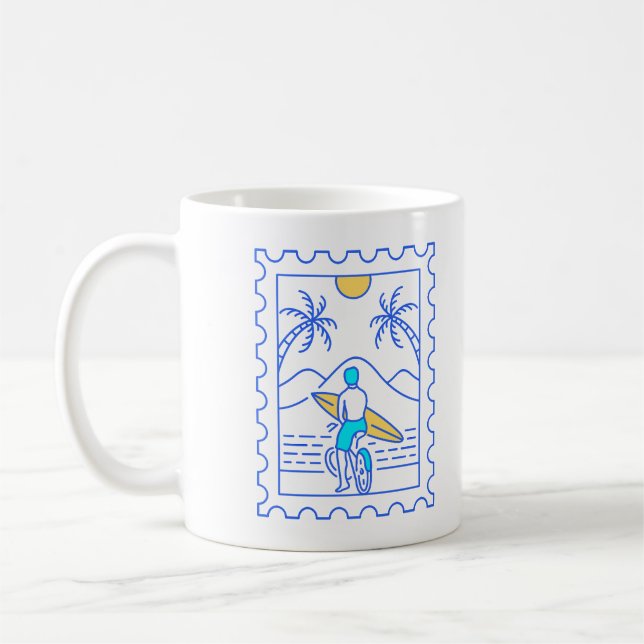 Mug Timbre postal de surf d'été 1 (Gauche)