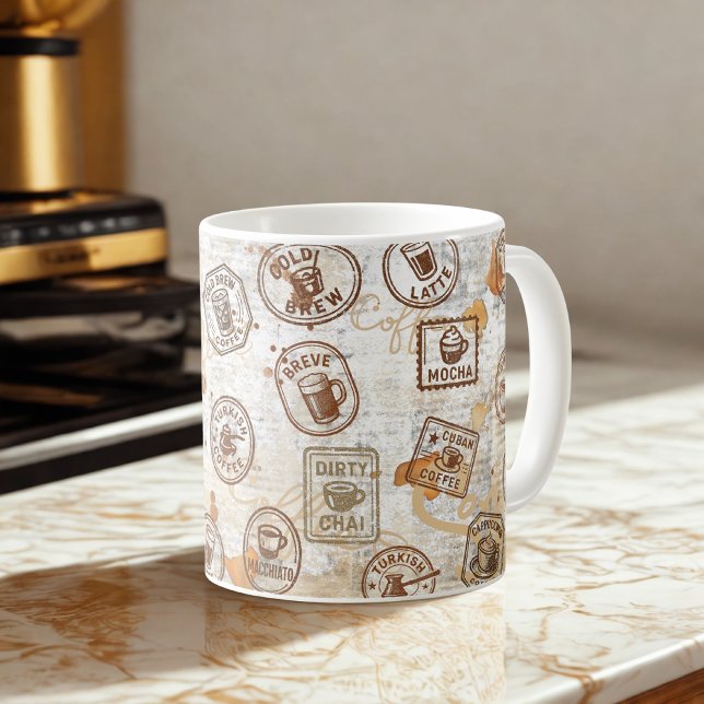 Mug Timbre Vintage du passeport café (Créateur téléchargé)