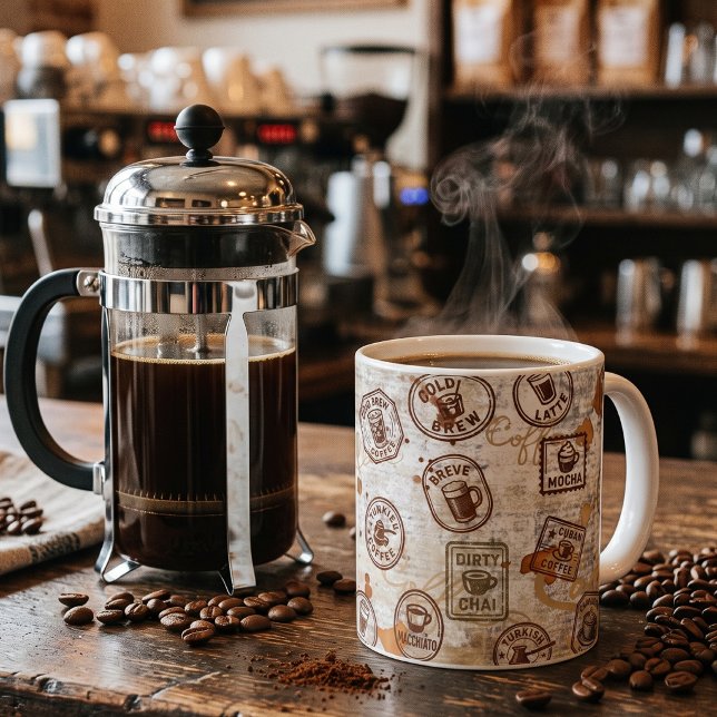 Mug Timbre Vintage Passeport Café (Créateur téléchargé)