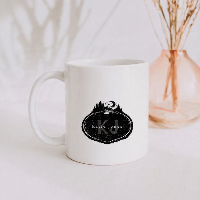 Mug Timbres de la nature à monogramme | Nom personnali (Créateur téléchargé)
