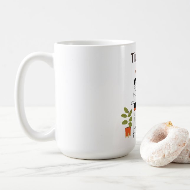Mug Time for Coffee Cute Couple Illustratio Mug, 15 oz (Avec donut)