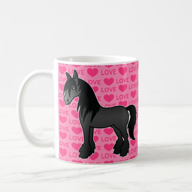 Mug Tinker noir de dessin animé Shire Clydesdale Amour (Gauche)