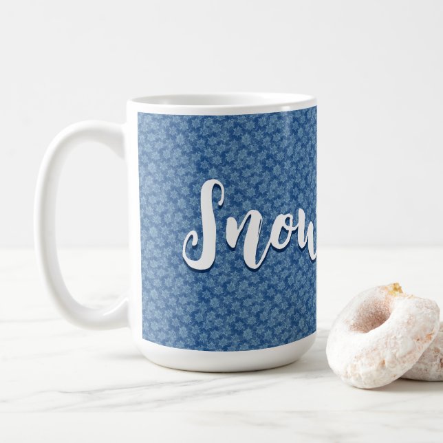 Mug Tiny Blue Snowflakes Graphics Art (Avec donut)