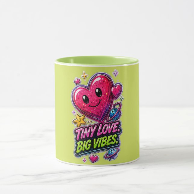 Mug Tiny Love Big Vibes 💖 Joli Esthétique  (Centre)