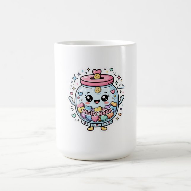 Mug Tirelire Kawaii Charité Pot Cœur Monnaie Autocolla (Centre)
