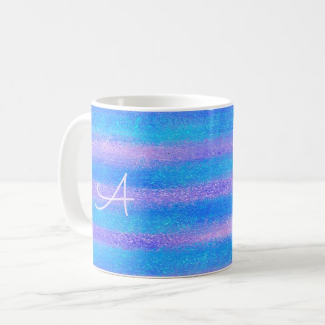 Mug Tirures Iridescentes Chatoyantes Turquoise Rose (Devant gauche)