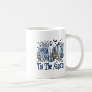 Mug Tis Season Blue Patchwork Ghost Citrouille Éffraya