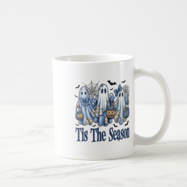 Mug Tis Season Blue Patchwork Ghost Citrouille Éffraya (Droite)