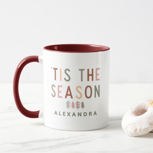 Mug 'Tis the Season Boho Christmas Custom Name (Avec donut)