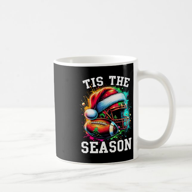 Mug Tis The Season Football Mom Christmas Santa Hat Co (Droite)