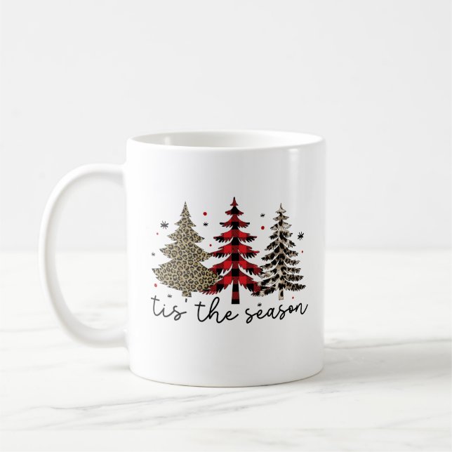 Mug "Tis the Season" Plaid Leopard Christmas Trees (Gauche)