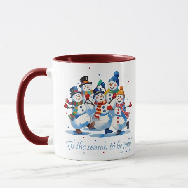 Mug Tis the Season to be Jolly Dancing Jolly Snowmen (Gauche)