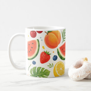 Mug Tissu à motif de fruits d'été Pastèque tropicale