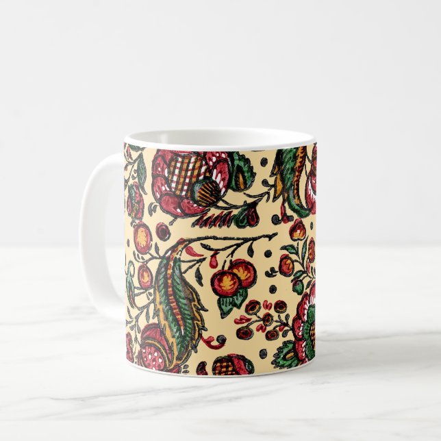 Mug Tissu de chintz en coton indien vintage (Devant gauche)
