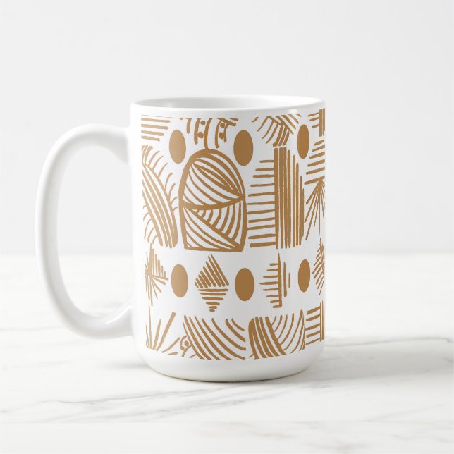 Mug Tissu de la tribu des Caraïbes : blanc, or (Gauche)