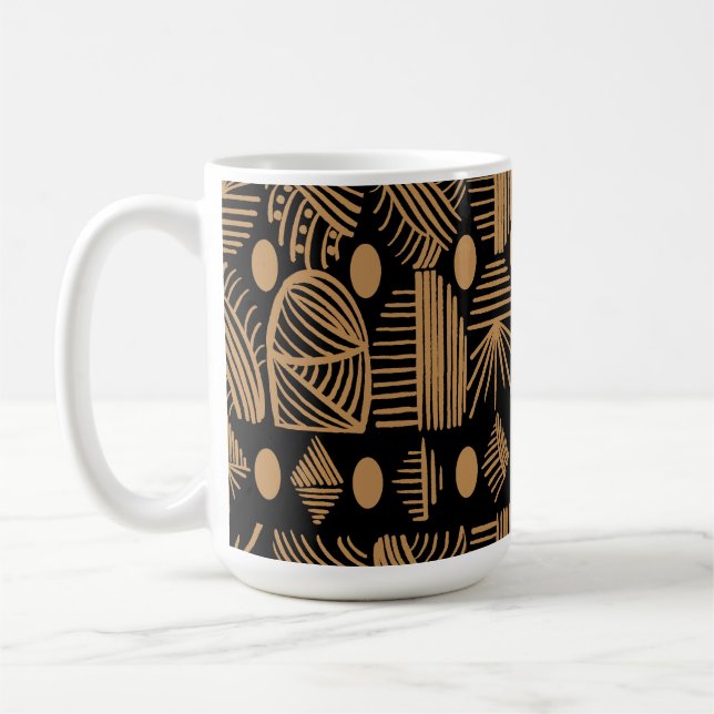 Mug Tissu de moisissure tribale des Caraïbes : Noir, O (Gauche)
