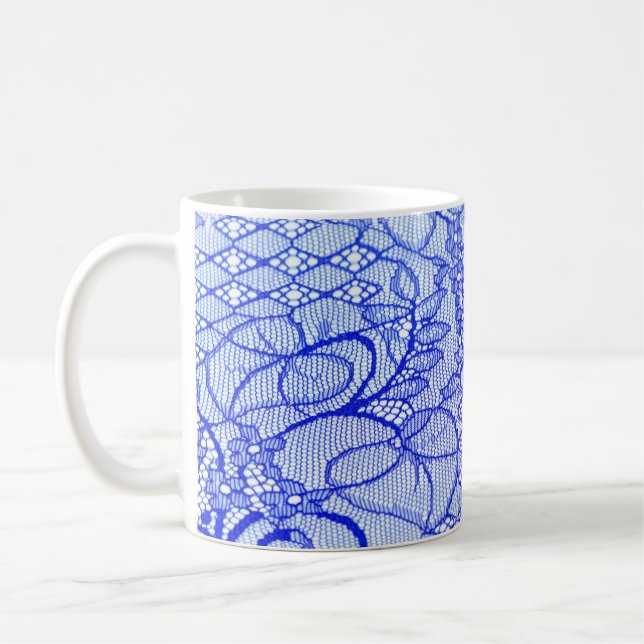 Mug Tissu dentelé en bleu. Patch dentelle Royal Blue C (Gauche)