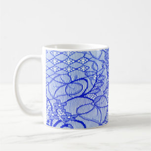 Mug Tissu dentelé en bleu. Patch dentelle Royal Blue C