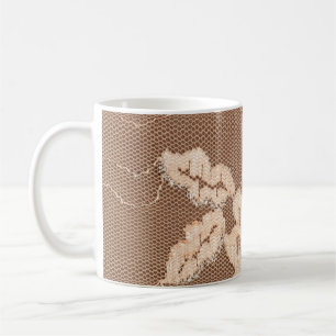 Mug Tissu dentelle texture. dentelle sur clou arrière