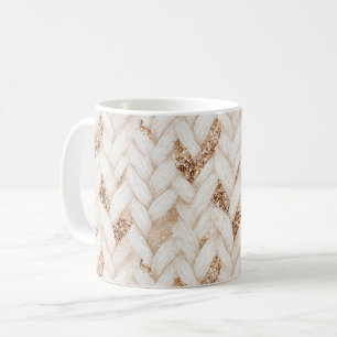Mug Tissu Faux Tissé Blanc Pailleté Or  