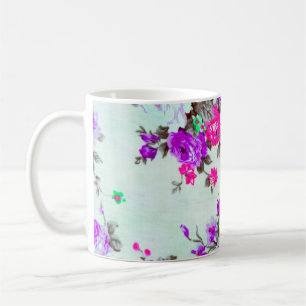 Mug Tissu floral vintage, Fragment du rétro coloré