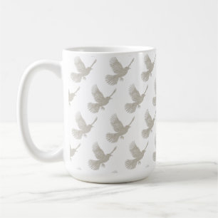 Mug Tissu Lin Brun Motif Oiseau Volant Style Scandinav