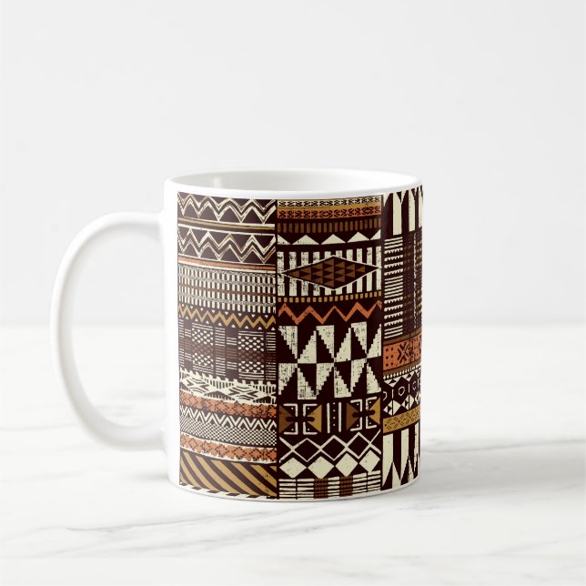 Mug Tissu tribal africain patchwork abstrait vin (Gauche)