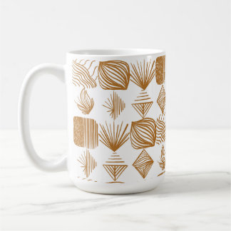 Mug Tissu Tribal des Caraïbes audacieux : Or, blanc