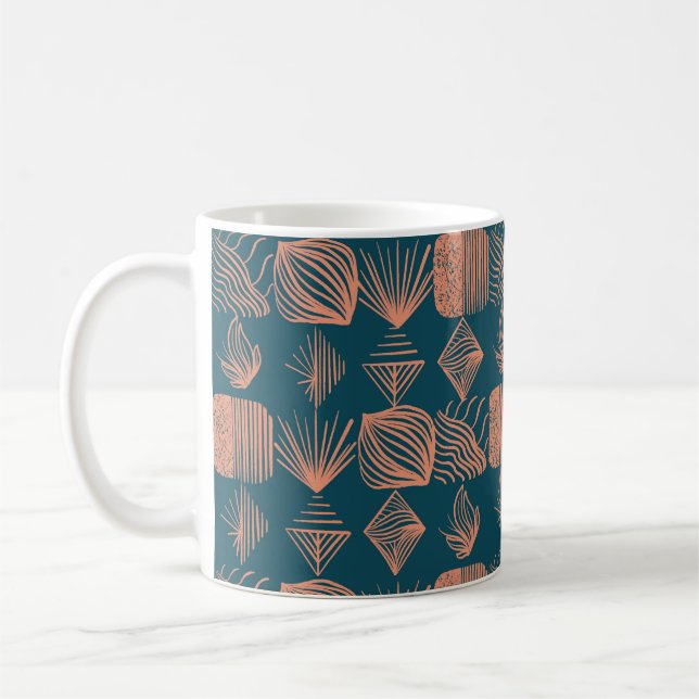 Mug Tissu Tribal Gras des Caraïbes : Turquoise, Jeu de (Gauche)