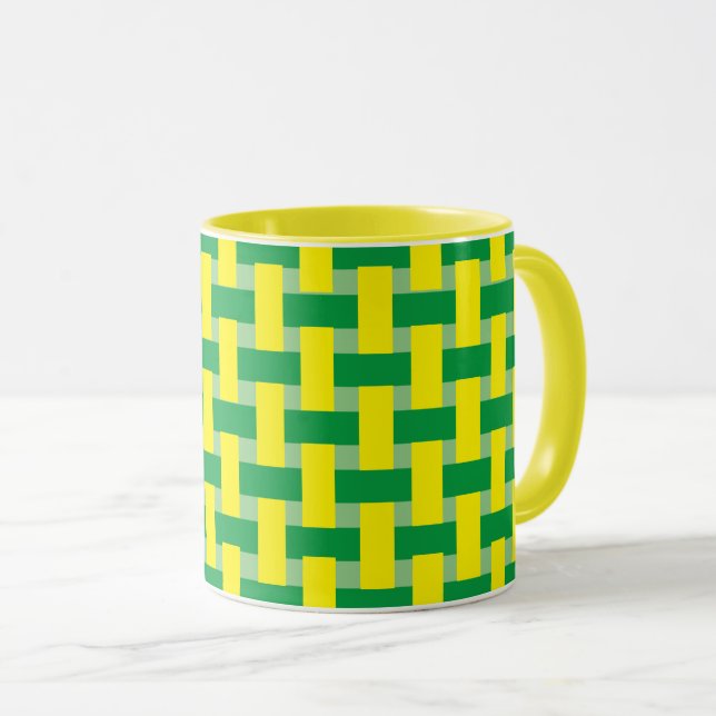 Mug - Tissu vert et jaune (Devant droit)