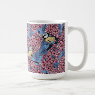 Mug Tit birds dans le jardin lilas