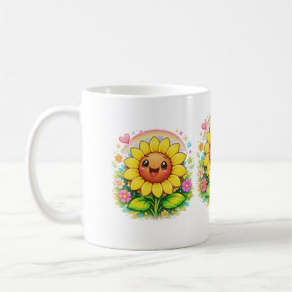 Mug 🌻 Title Cute Smiling Sunflower Rainbow Garden