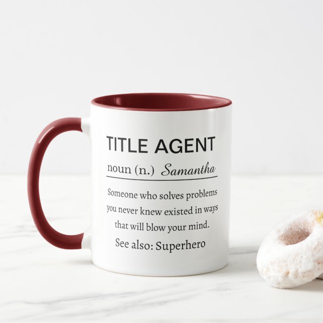 Mug Titre d'agent personnalisé drôle Définition de l'a (Avec donut)