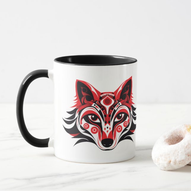 Mug Tlingit Haida Tlingit tête de loup totémique autoc (Avec donut)