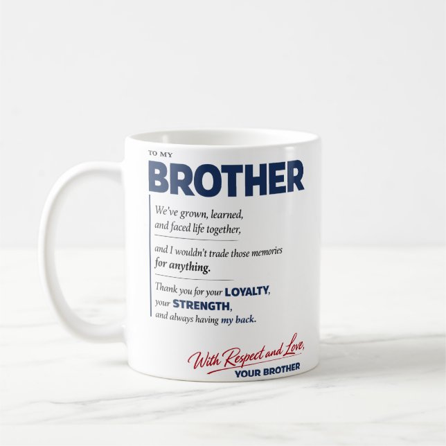 Mug To My Brother: Loyalty, Strength & Love Quote (Gauche)