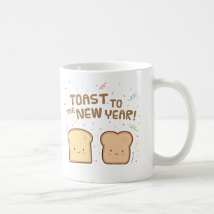 Mug Toast mignon pour la nouvelle année Pun Humour Con