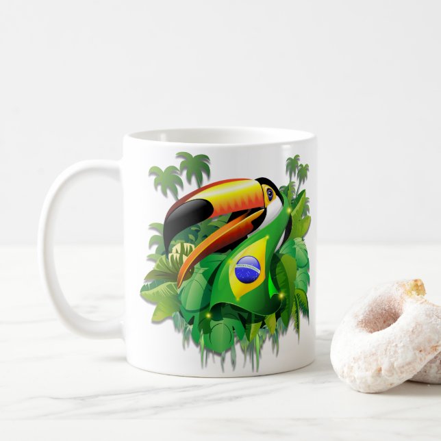 Mug Toco Toucan avec drapeau brésilien (Avec donut)
