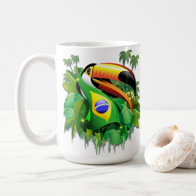 Mug Toco Toucan avec drapeau brésilien (Avec donut)
